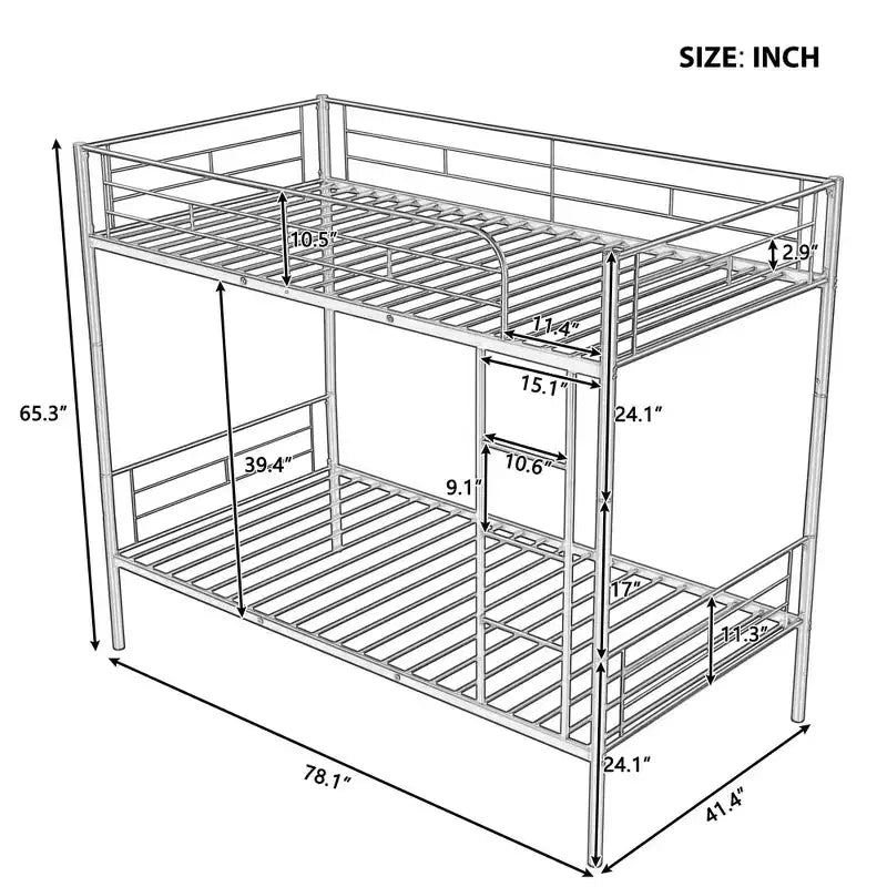 Lit superposé avec échelle et barrière de sécurité, lits mezzanine en métal pour enfants, filles, garçons, montage facile, gain de place.
