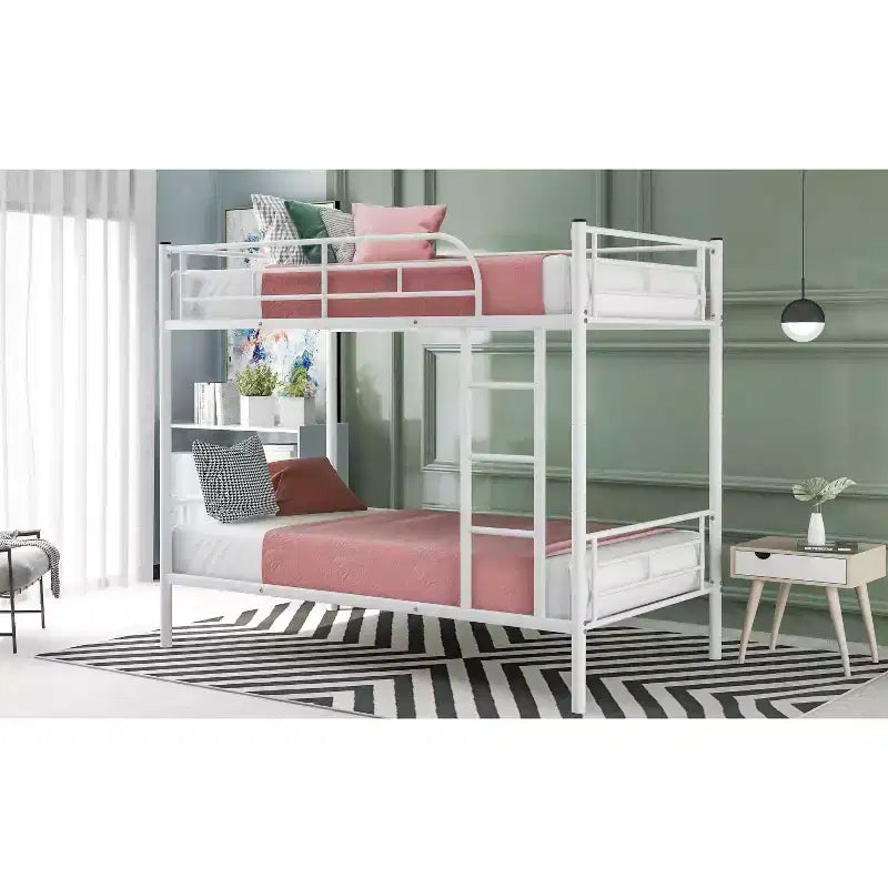 Lit superposé avec échelle et barrière de sécurité, lits mezzanine en métal pour enfants, filles, garçons, montage facile, gain de place.