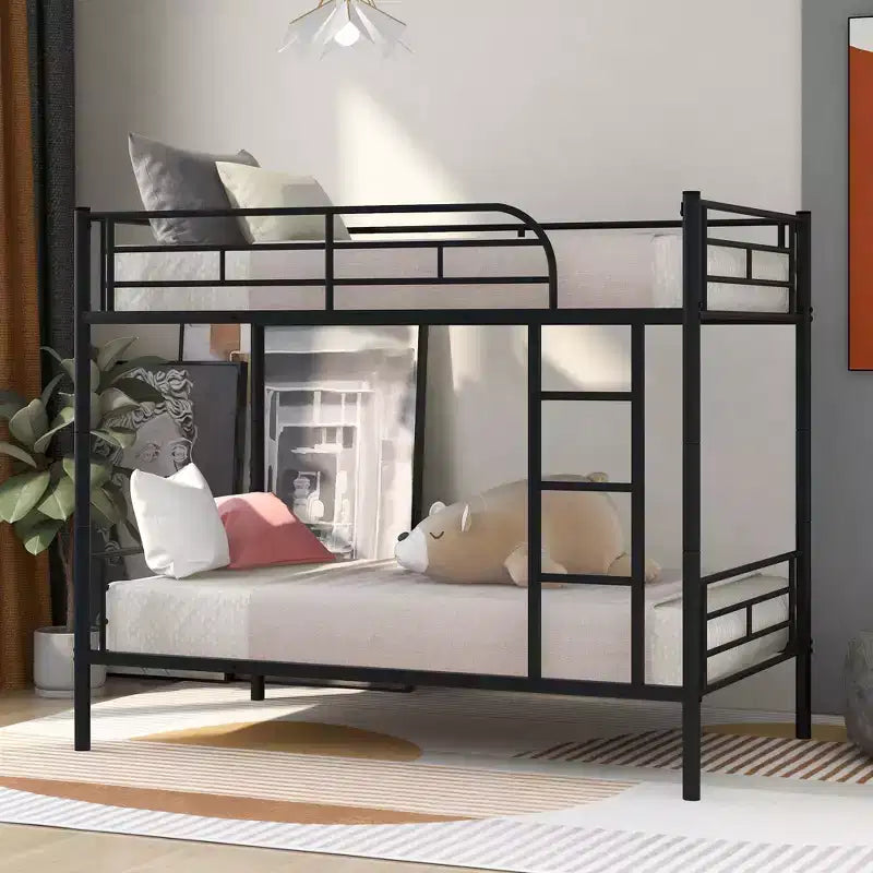 Lit superposé avec échelle et barrière de sécurité, lits mezzanine en métal pour enfants, filles, garçons, montage facile, gain de place.