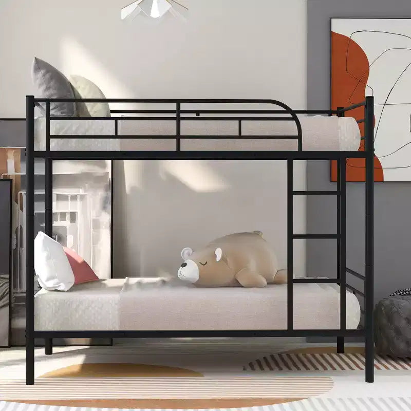 Lit superposé avec échelle et barrière de sécurité, lits mezzanine en métal pour enfants, filles, garçons, montage facile, gain de place.