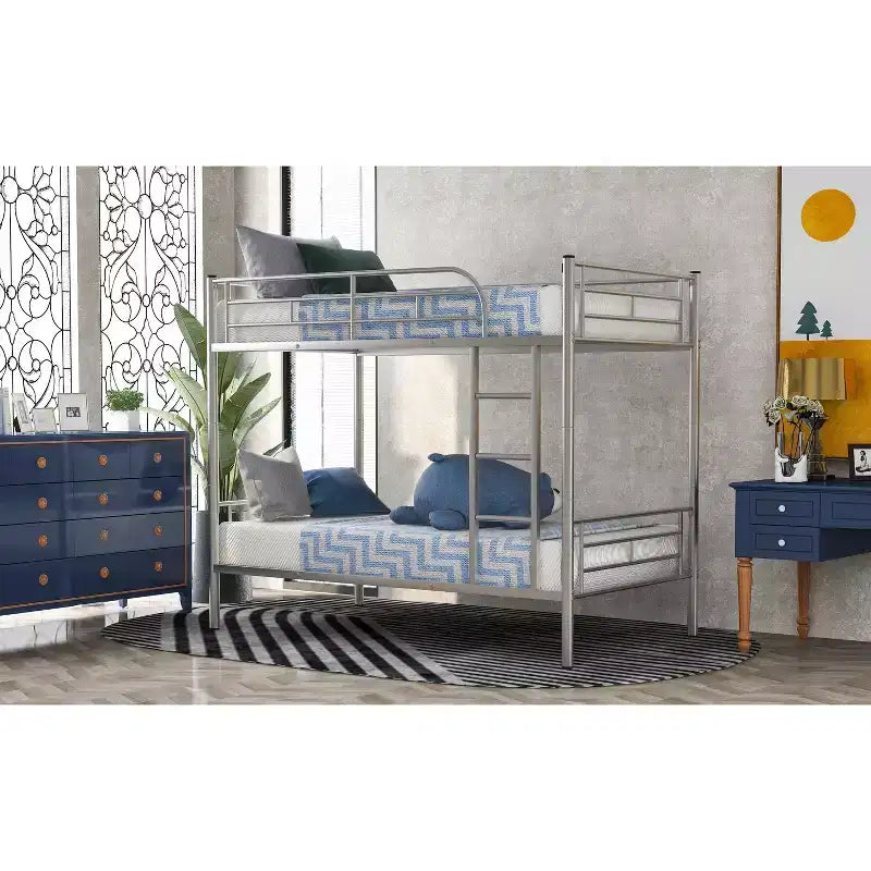 Lit superposé avec échelle et barrière de sécurité, lits mezzanine en métal pour enfants, filles, garçons, montage facile, gain de place.