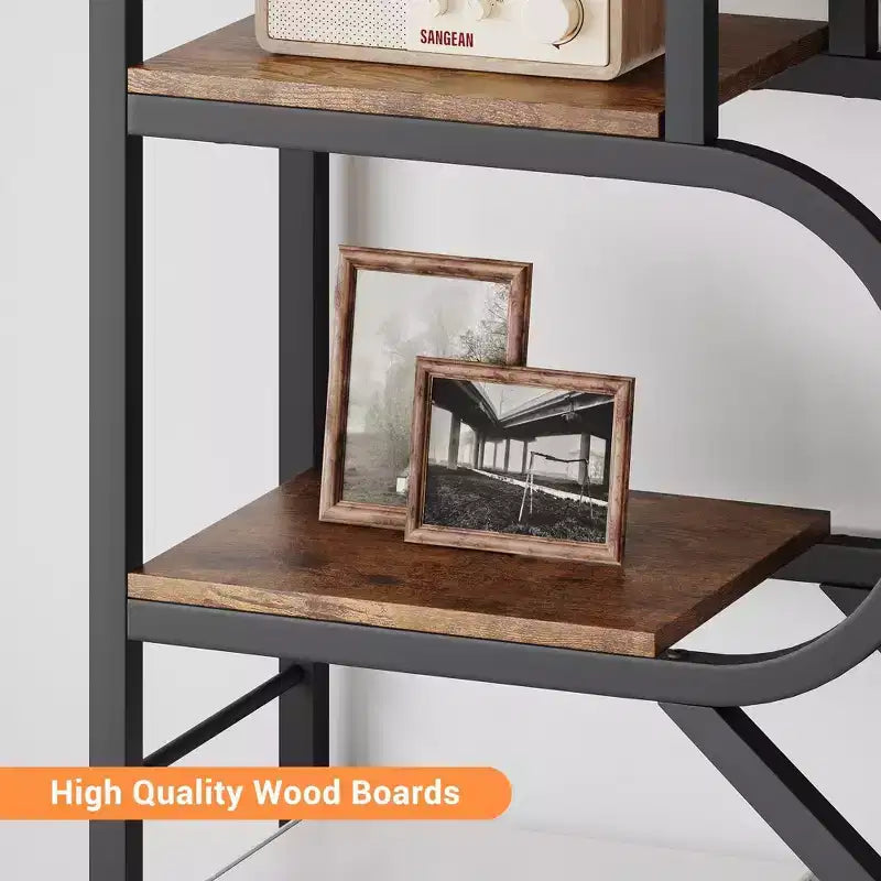 Étagère bibliothèque arquée ouverte à 6 niveaux, bibliothèque géométrique en métal de 207,5 cm de haut, grande étagère de rangement et de présentation pour chambre, salon, bureau
