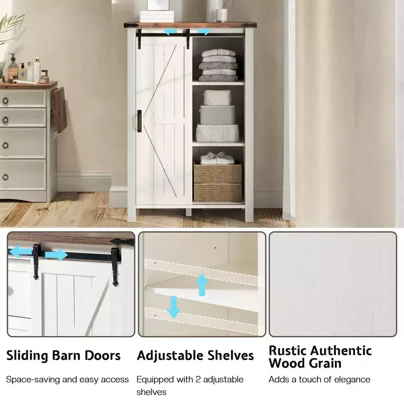 Commode de style rustique pour chambre à coucher avec tiroirs, meuble de rangement avec portes coulissantes de grange, meuble TV organisateur