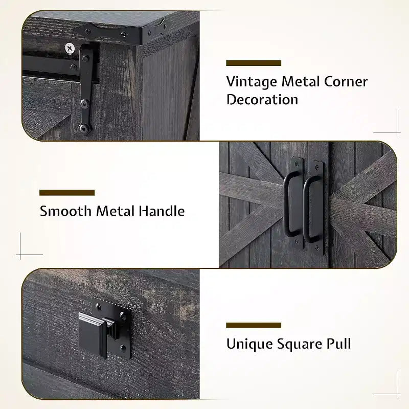 Commode de style rustique pour chambre à coucher avec tiroirs, meuble de rangement avec portes coulissantes de grange, meuble TV organisateur