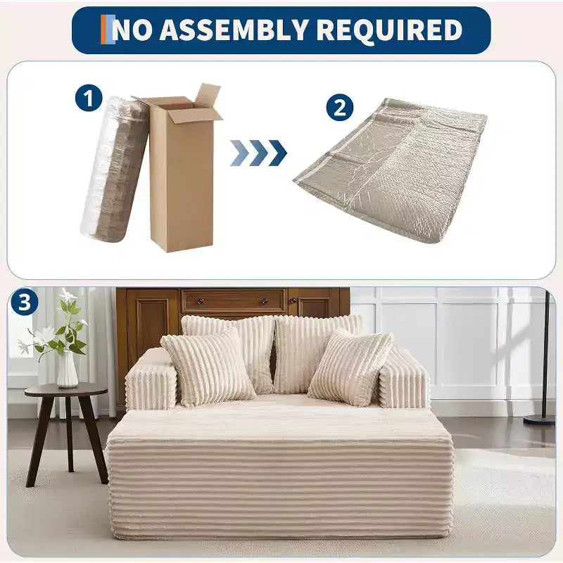 61 Grande méridienne, canapé extra-large en velours côtelé, 4 oreillers et accoudoirs, causeuse douillette pour le salon ou la chambre, noir