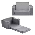 VEVOR 2-in-1 Kids Sofa, Foldable Toddler Soft Couch with Armrests, Made of 28D Sponge & Short Pile, Convertible Toddler Chair to Lounger, M, Gray