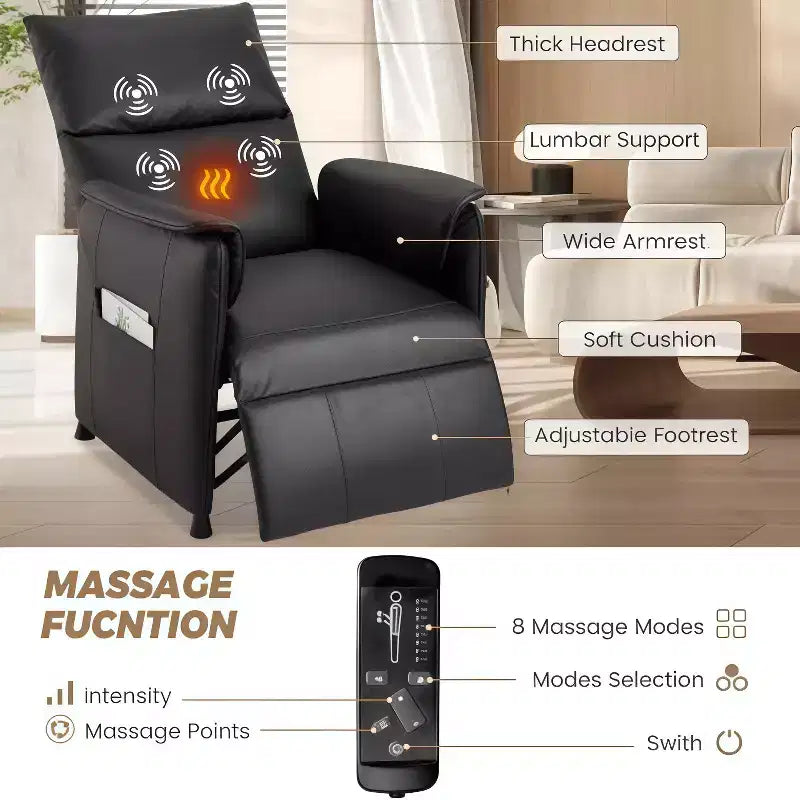 Fauteuil inclinable électrique avec massage et chauffage, Canapé inclinable individuel réglable, Fauteuil de cinéma maison