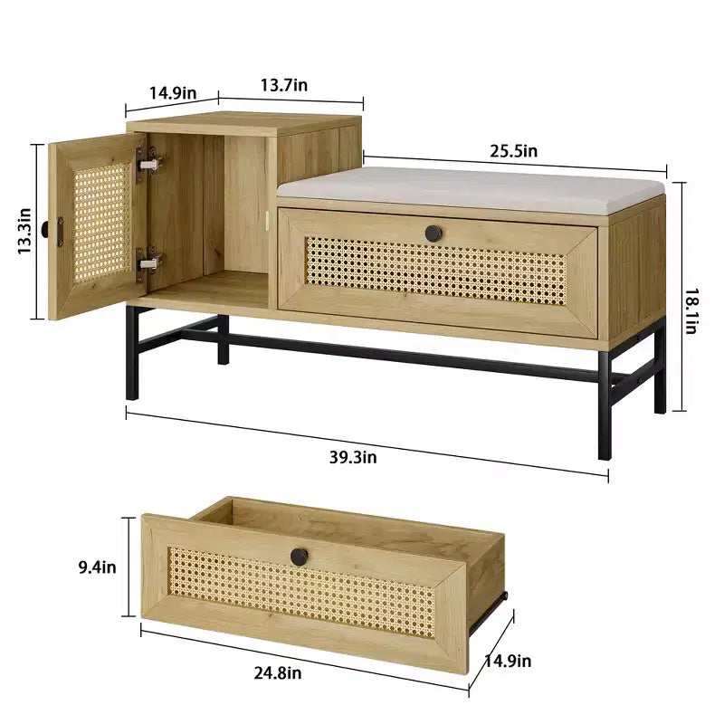 Banc de rangement d'entrée avec tiroirs de rangement, banc à chaussures avec 2 tiroirs de rangement et siège pour couloir et chambre à coucher