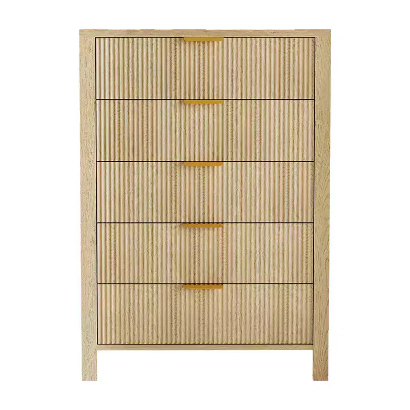 Commode de chambre, commode à 5 tiroirs cannelés, commode moderne haute de 45", commode de style ferme moderne, organiseur de tiroirs en bois pour couloir