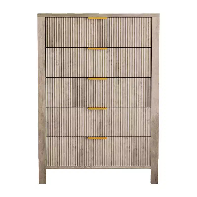 Commode de chambre, commode à 5 tiroirs cannelés, commode moderne haute de 45", commode de style ferme moderne, organiseur de tiroirs en bois pour couloir