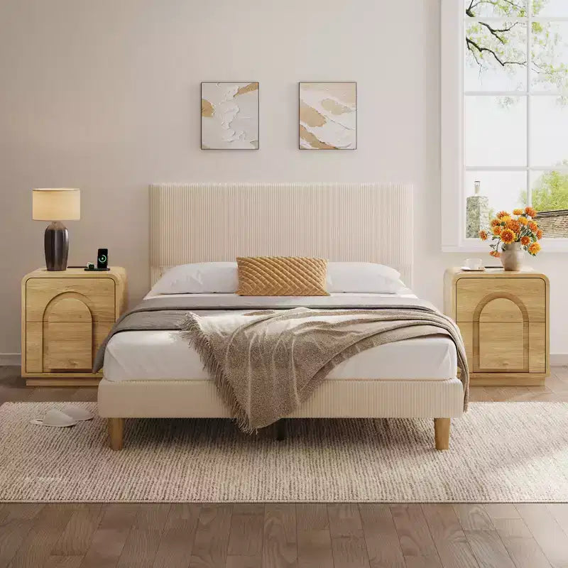Tables de chevet lot de 2 avec station de recharge, tables d'appoint LED modernes avec 2 tiroirs, 2 tables de chevet avec rangement pour chambre et salon