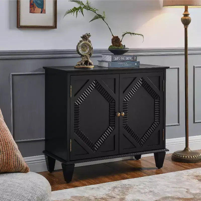 Armoire de rangement rétro de 85,3 cm, armoire d'entrée à 2 portes, armoire décorative pour salon, couloir, entrée