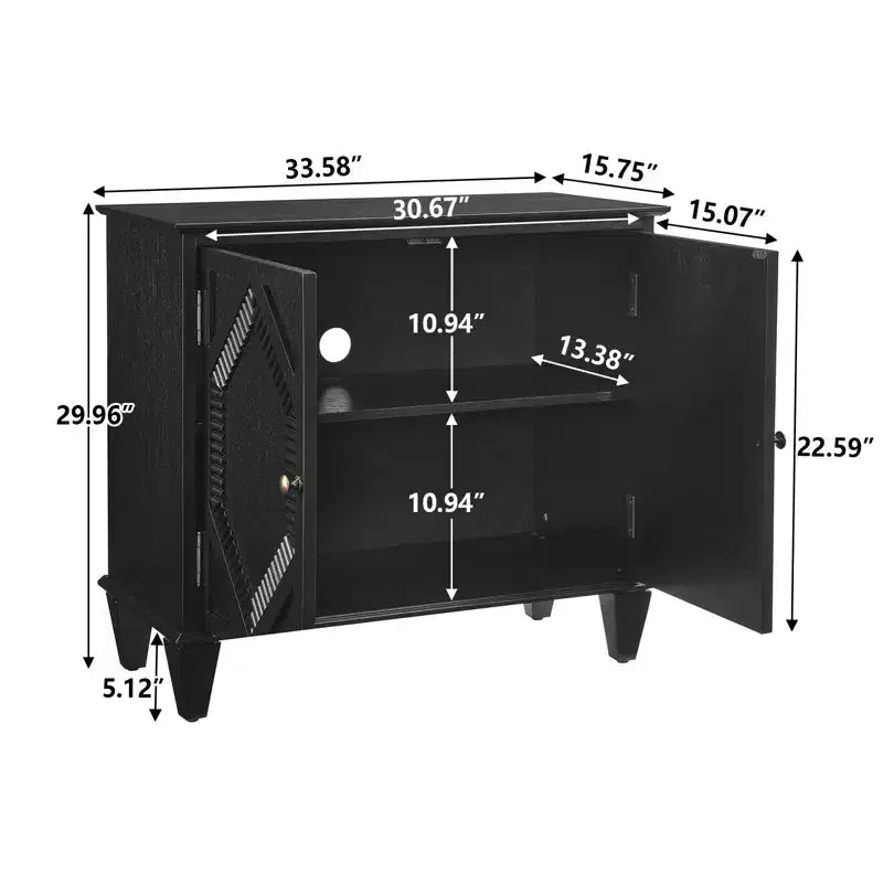 Armoire de rangement rétro de 85,3 cm, armoire d'entrée à 2 portes, armoire décorative pour salon, couloir, entrée