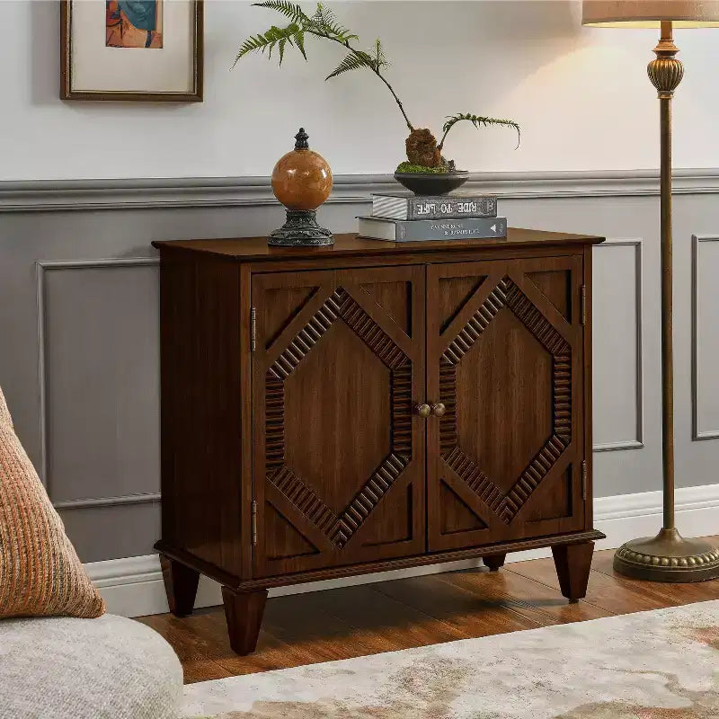 Armoire de rangement rétro de 85,3 cm, armoire d'entrée à 2 portes, armoire décorative pour salon, couloir, entrée