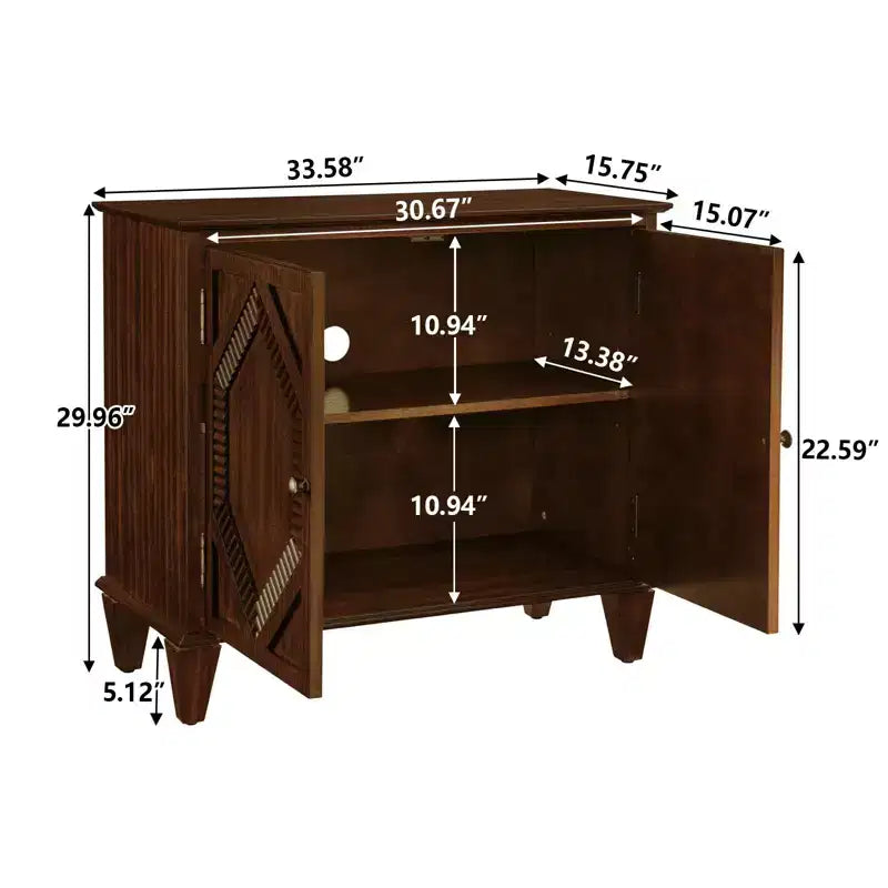 Armoire de rangement rétro de 85,3 cm, armoire d'entrée à 2 portes, armoire décorative pour salon, couloir, entrée