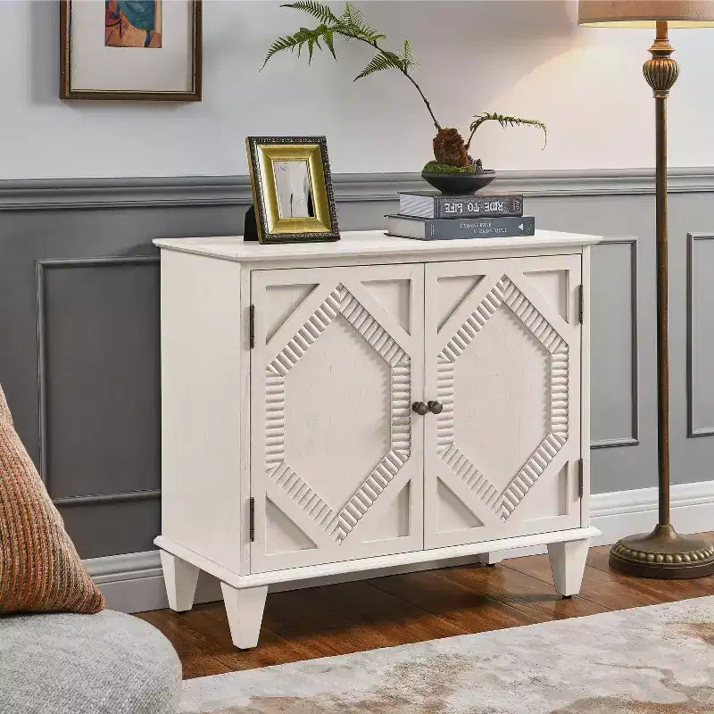 Armoire de rangement rétro de 85,3 cm, armoire d'entrée à 2 portes, armoire décorative pour salon, couloir, entrée