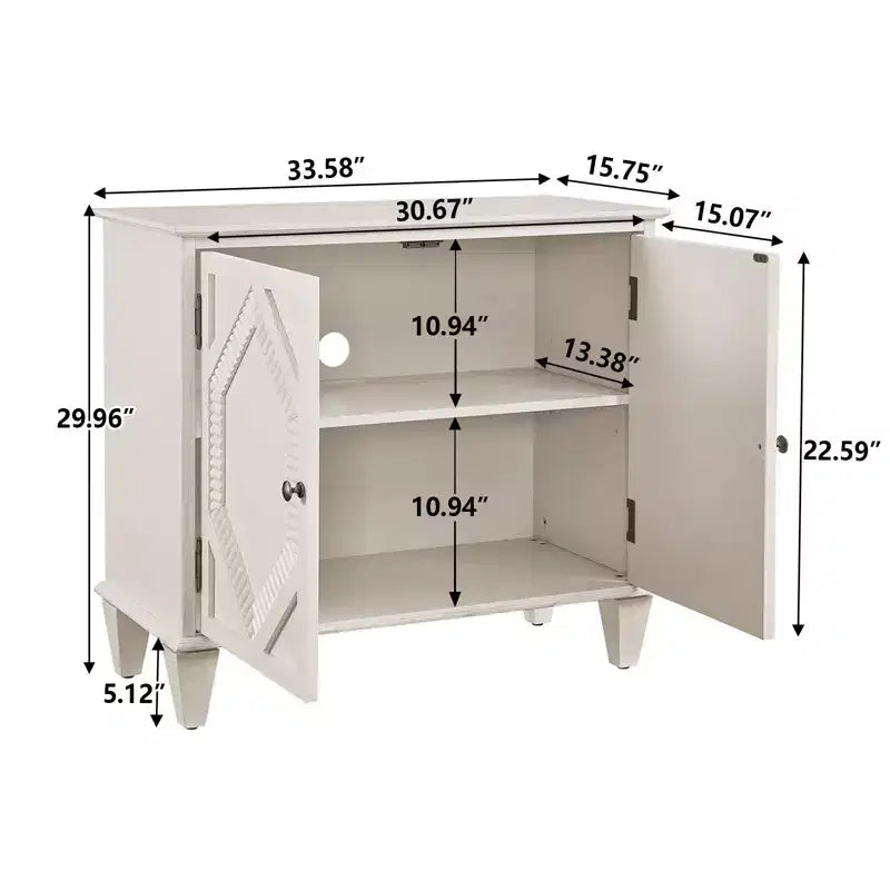 Armoire de rangement rétro de 85,3 cm, armoire d'entrée à 2 portes, armoire décorative pour salon, couloir, entrée