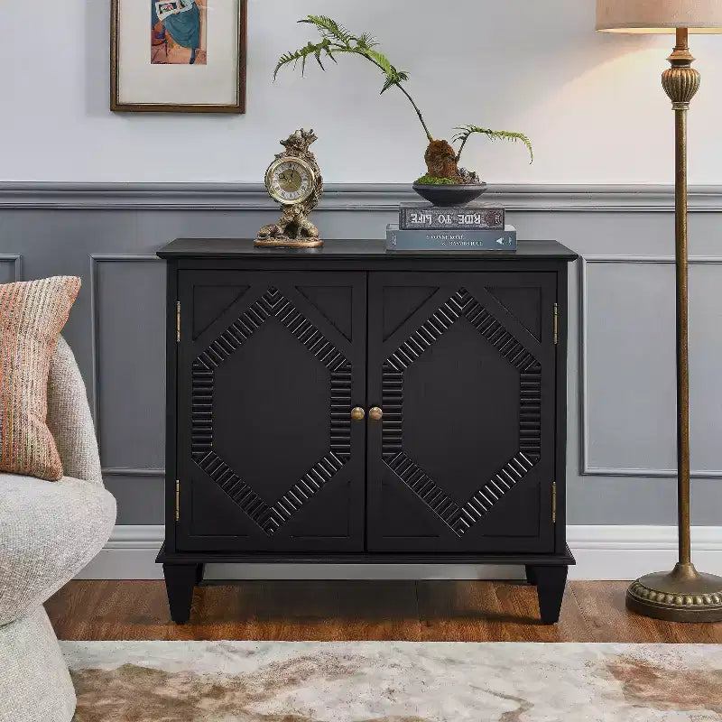 Armoire de rangement rétro de 85,3 cm, armoire d'entrée à 2 portes, armoire décorative pour salon, couloir, entrée