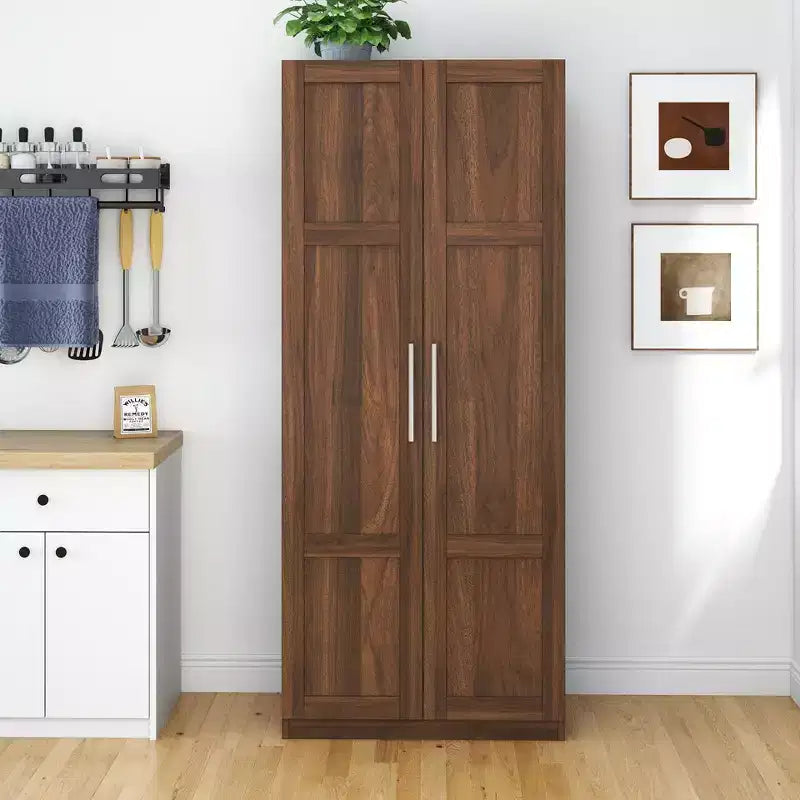 Armoire haute moderne, Meuble de rangement autoportant avec 2 portes et 4 étagères, Meuble de rangement pour salon, salle à manger, cuisine