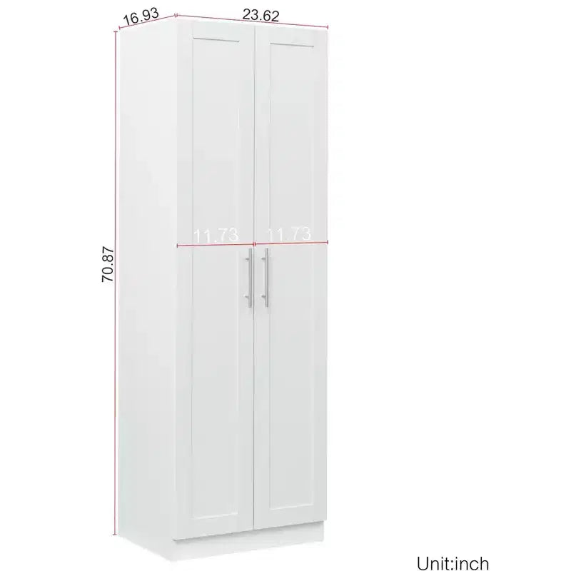 Armoire haute moderne, Meuble de rangement autoportant avec 2 portes et 4 étagères, Meuble de rangement pour salon, salle à manger, cuisine