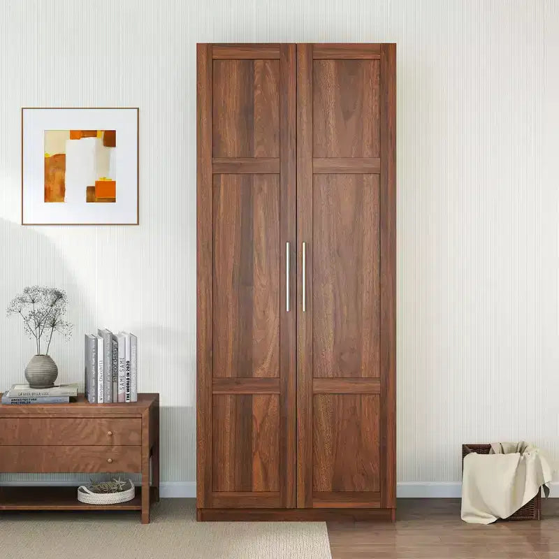 Armoire haute moderne, Meuble de rangement autoportant avec 2 portes et 4 étagères, Meuble de rangement pour salon, salle à manger, cuisine