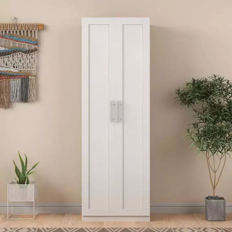 Armoire haute moderne, Meuble de rangement autoportant avec 2 portes et 4 étagères, Meuble de rangement pour salon, salle à manger, cuisine