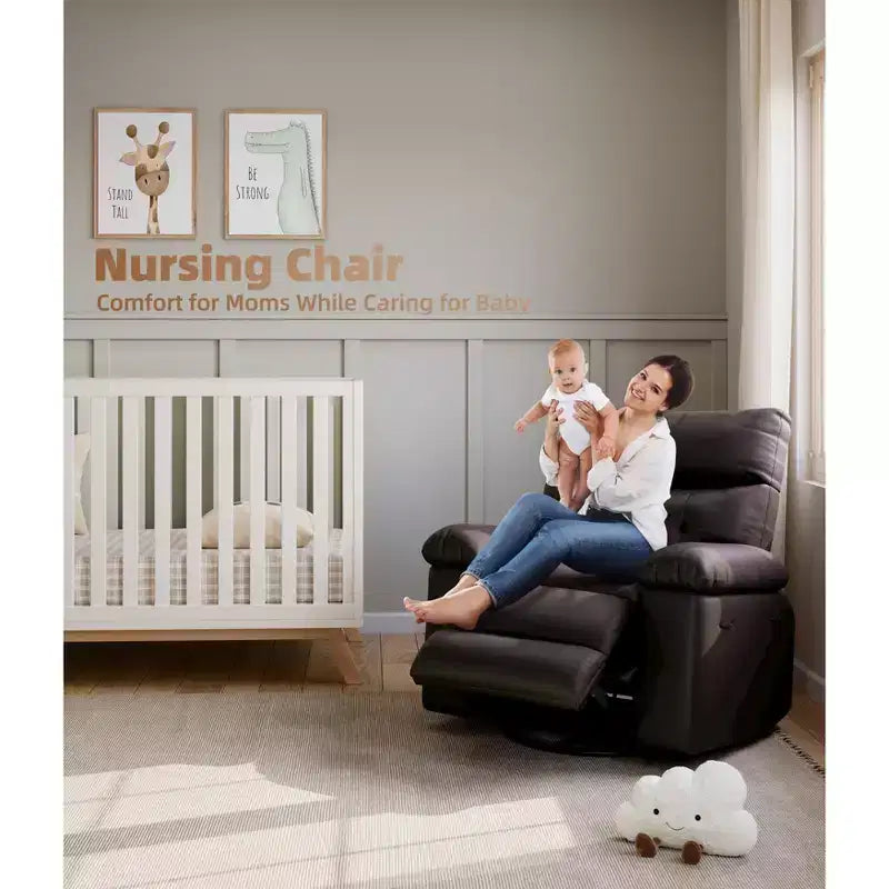 Fauteuil inclinable surdimensionné avec pivotant à 360°, fonction bascule, fonction massage et télécommande incluse pour salons et chambres, beige