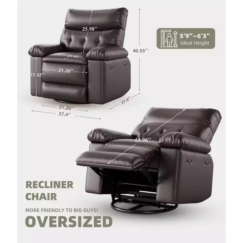 Fauteuil inclinable surdimensionné avec pivotant à 360°, fonction bascule, fonction massage et télécommande incluse pour salons et chambres, beige