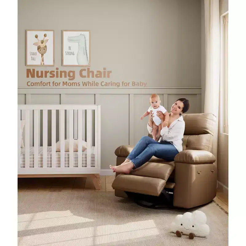 Fauteuil inclinable surdimensionné avec pivotant à 360°, fonction bascule, fonction massage et télécommande incluse pour salons et chambres, beige