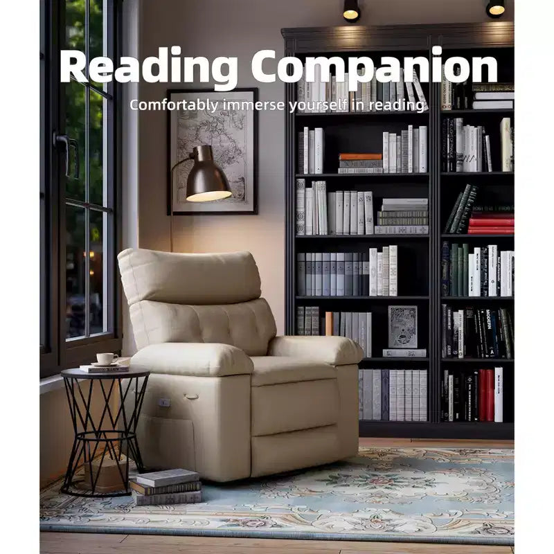 Fauteuil inclinable surdimensionné avec pivotant à 360°, fonction bascule, fonction massage et télécommande incluse pour salons et chambres, beige