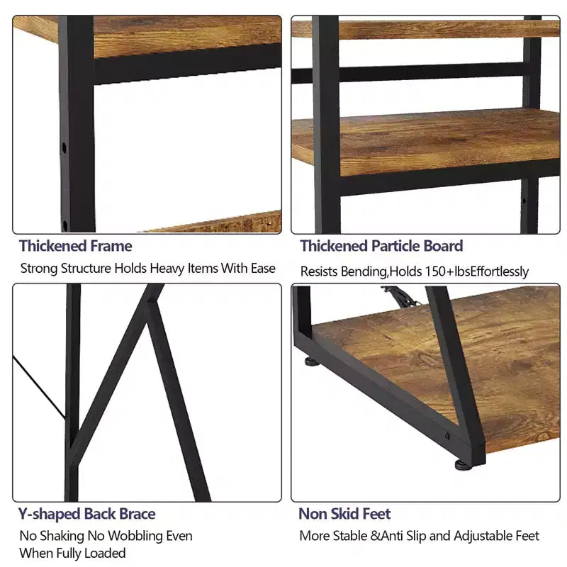 Meuble Support Mini-Réfrigérateur avec Étagère de Rangement, Meuble Bar à Café Autoportant en Bois avec Prise de Courant, Support Micro-ondes Utilitaire, Organisateur de Bar à Café