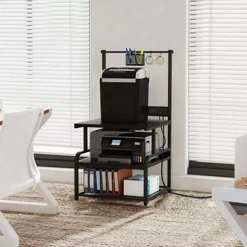 Meuble pour grande imprimante avec 4 niveaux de rangement et station de charge, table pour imprimante 3D avec rangement de filaments et roulettes