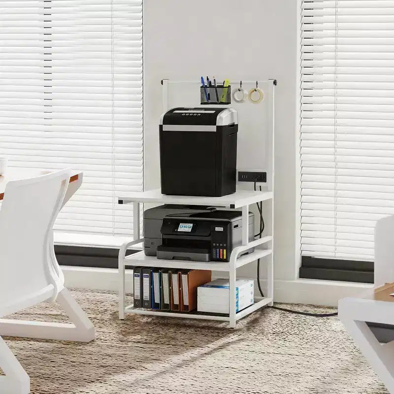 Meuble pour grande imprimante avec 4 niveaux de rangement et station de charge, table pour imprimante 3D avec rangement de filaments et roulettes