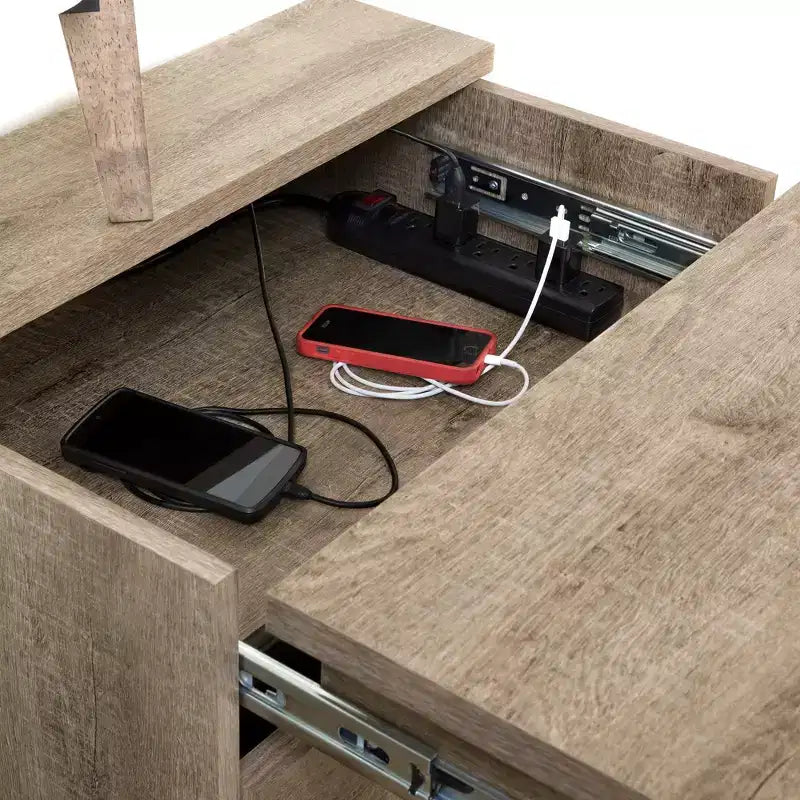 Table de chevet flexible avec station de recharge et tiroirs - South Shore