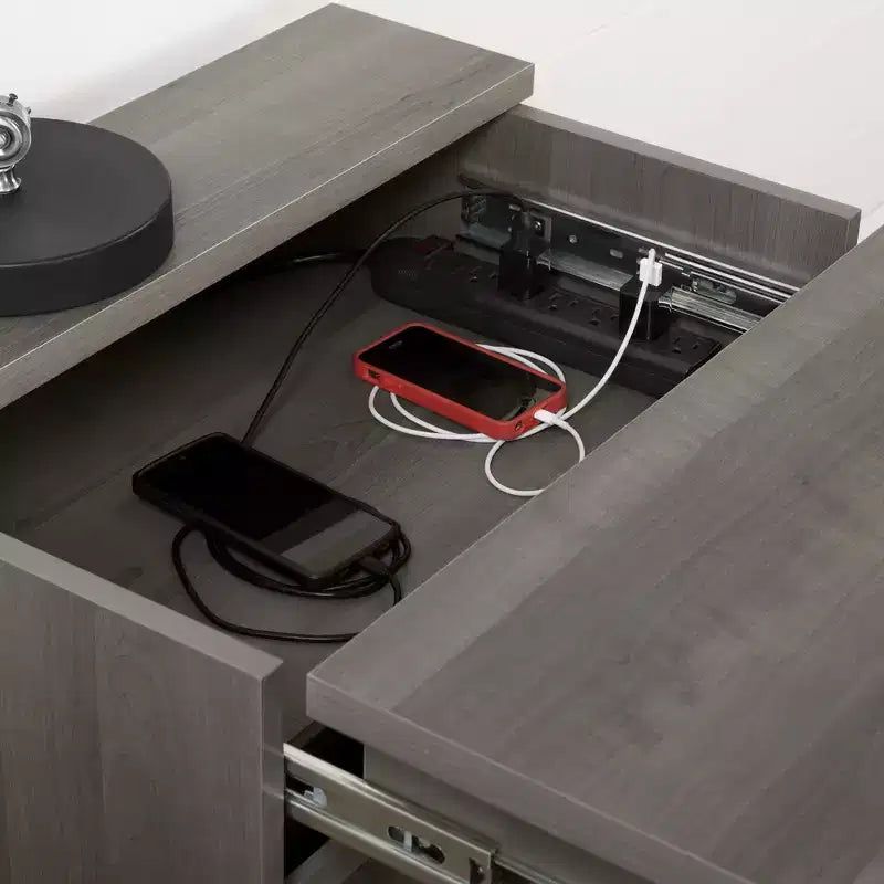 Table de chevet flexible avec station de recharge et tiroirs - South Shore
