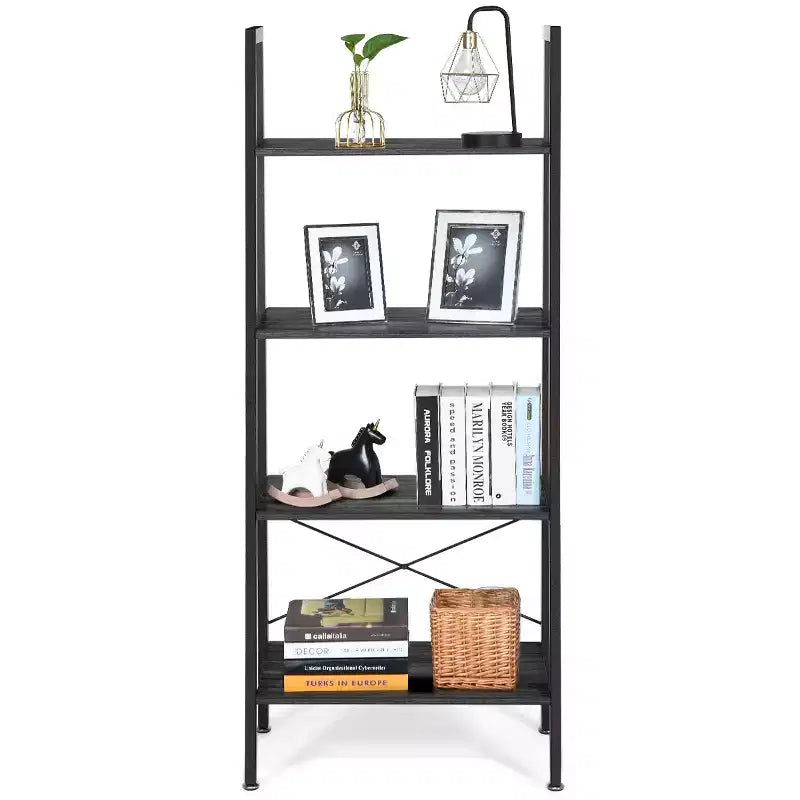Étagère à livres échelle en bois à 4 niveaux Étagère de présentation