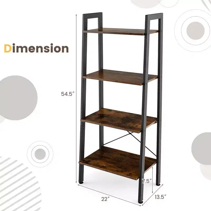 Étagère à livres échelle en bois à 4 niveaux Étagère de présentation