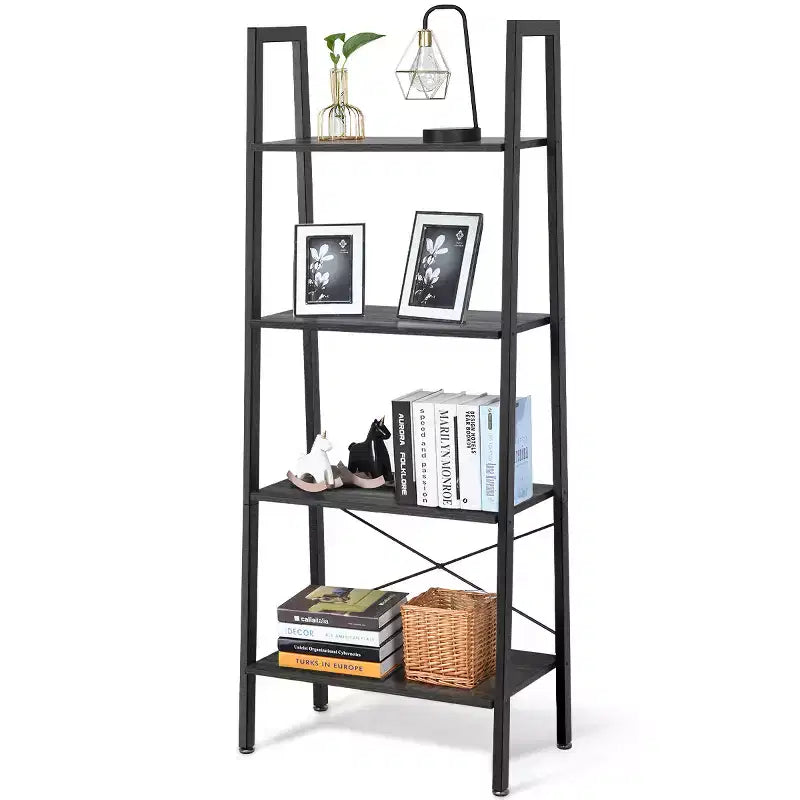 Étagère à livres échelle en bois à 4 niveaux Étagère de présentation