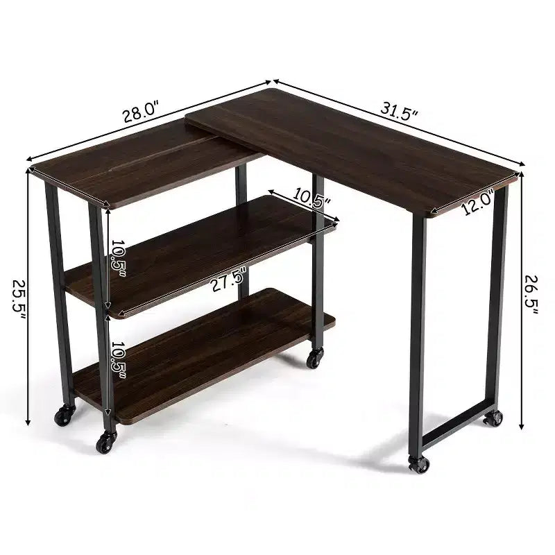 Table d'appoint de canapé en noyer brevetée, bibliothèque rotative, table de bout avec roulettes